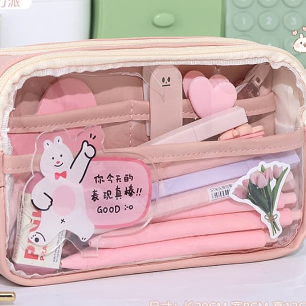 推し活グッズ パンダ透明マルチペンケース