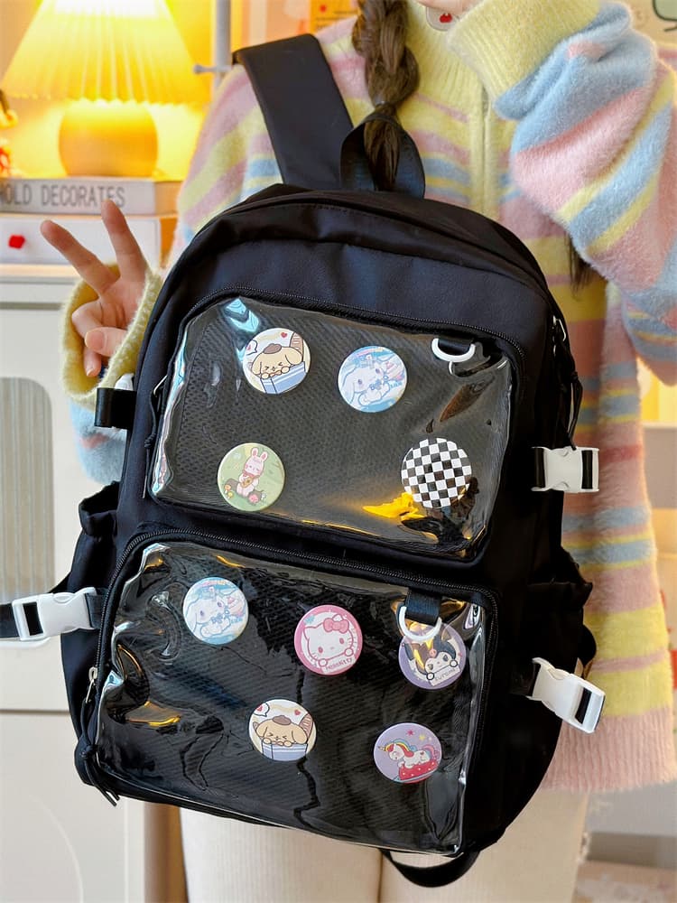 推し活グッズ メッシュポケット缶バッジ飾りリュック