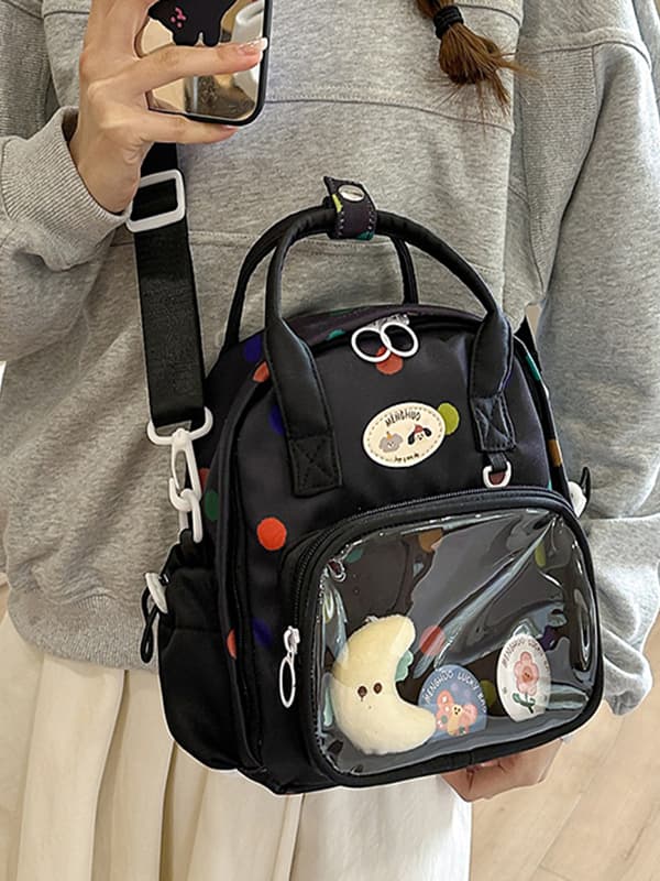 推し活グッズ 透明ポケット付き推しぬいぐるみ収納リュック