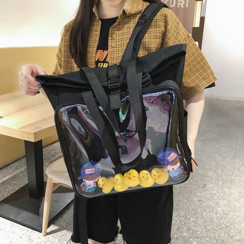 推し活グッズ クリア窓付き ぬいぐるみ収納リュック