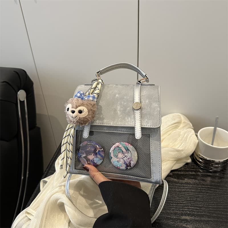 推し活グッズ ぬいぐるみチャーム付き透明ポケットバッグ